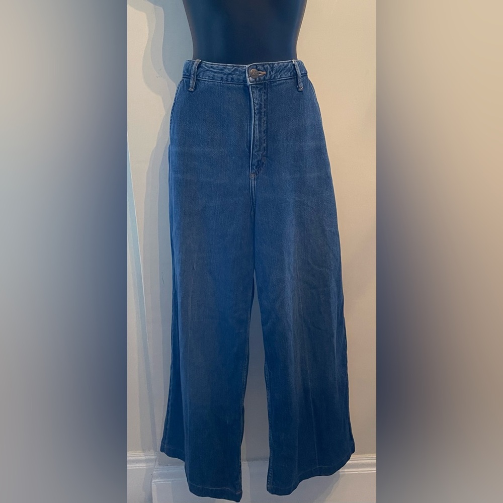 Lee Women's Flare Wide-Leg Baggy Blue Jeans Size 31